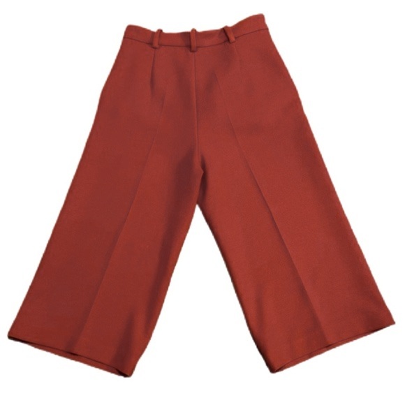 Zara Women’s Pants S Small Cropped Classic Rust Viscose - Picture 2 of 6